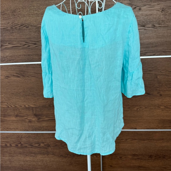 Sundance Turquoise Linen-Blend Peasant Tunic Sz M - Picture 3 of 8